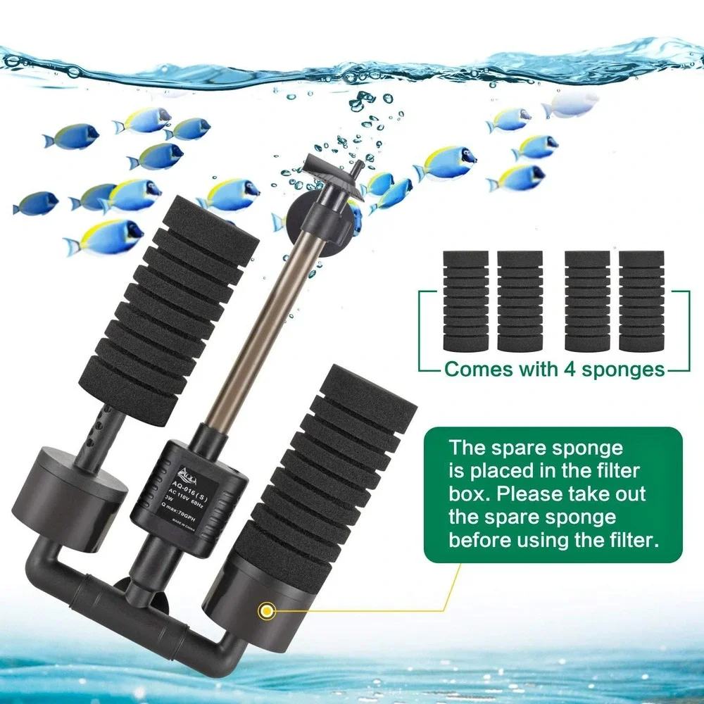 AQQA AQ-016‎ S Electric Sponge Filter Submersible Pump Fish Tank Media Ball New